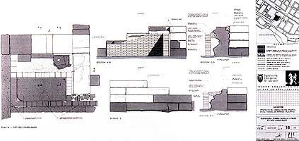 Propuesta de intervencin para la estabilizacin de resto de "suspensura" de las "termas de la muralla" (Plano perteneciente al Proyecto de Consolidacin de 1993)/ Action proposal to stabilise the remains of the suspensura [vault] of the "Baths of the Walls" (plan from the Consolidation Project, 1993)