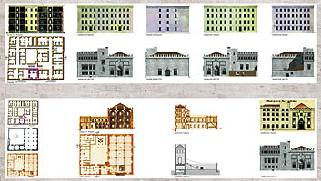 Propuestas de dos ingenieros militares para convertir la Lonja en cuartel. La superior de Antonio de Montaigu de la Perille (ao de 1724), y la inferior de Carlos Desnaux (ao de 1749). / Two proposals by military engineers to convert the Lonja into barracks. Above: that of Antonio de Montaigu de la Perille (1724). Below: that of Carlos Desnaux (1749)