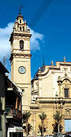 Fachada del imafronte y campanario de la iglesia de la Asuncin de Ntra. Sra. de Foyos, 1730-1737 / Conical representation of the three-dimensional model of a theoretical bell-tower with a square floor plan and three-storey superstructure designed "in the style of Jos Mnguez"