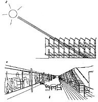 El corredor soporte de servicios y equipamiento iluminado/The corridor as emplacement of services and facilities, illuminated