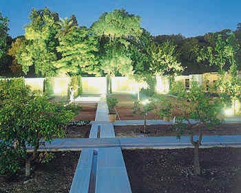 Vista nocturna con el botánico al fondo/Night-time view with the Botanical gardens in the background