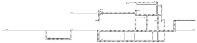 Secciones longitudinales por la fachada a naciente, por el ncleo de comunicaciones y por las estancias principales/Longitudinal sections through the east faade, the communicatin nucleus and the main rooms