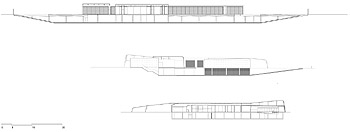 Seccin longitudinal/Longitudinal section  Alzado Norte/North elevation  Seccin transversal/Cross section