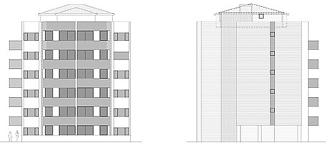 Fachada principal bloque 2 - Fachada posterior bloque 2 /Main faade of Block 2 -Rear faade of Block 2