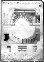 Catalogo de diseos. p.142. LOS DISEOS DE LA ACADEMIA DE SAN CARLOS. Iglesia en forma de cruz griega. Planta, alzado y seccin de un arco toral y pechina con demostracin de su corte de canteria. Joaqun Toms y Sanz. 1797 / Catalogue of designs... p.142. THE DESIGNS OF THE ACADEMY OF SAN CARLOS. Church in the form of a Greek cross. Floor plan, elevation and section of a main arch and pendentive with a demonstration of the cut of the stones. Joaqun Toms y Sanz, 1797