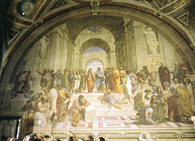 Rafael de Sancio. Estancia de la Segnatura, la escuela de Atenas/Raffaello Sanzio or Santi (Raphael), the School of Athens, Stanza della Segnatura